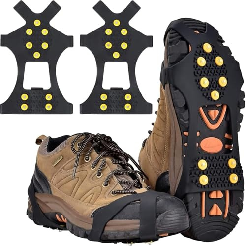 Crampons Antidérapant, Crampon à Neige Antidérapant, Crampon Neige Chaussures Pointes, pour Hommes et Femmes, pour Randonnée Pêche Marche (XL)