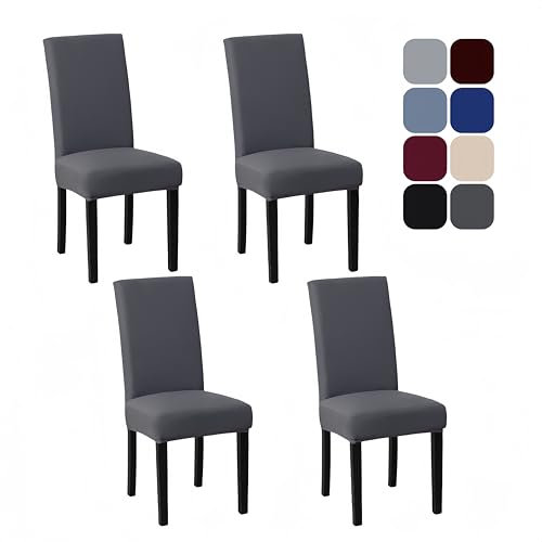 AMFUN Stretch Stuhlhussen für Esszimmerstühle, Stuhlhussen 4er Set, Stretch Hohen Zurück Stuhlhussen Slipcover, Abnehmbarer Waschbarer Stühle Schutz Dekoration für Restaurant Bankett Hochzeit Party