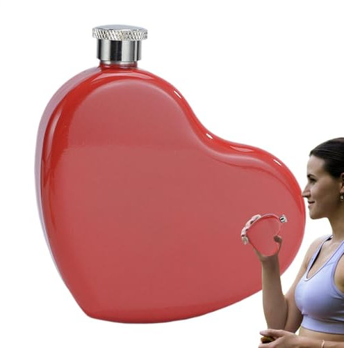 Lindo frasco de cadera, botella en de corazón | Tarro de vino pequeño engrosado en de corazón - Botella de cadera para caminar a prueba de fugas de 130 ml, botella para beber con tapa