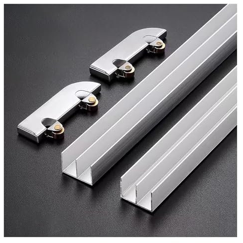5mm Thick Glass Sliding Door Double Track Display Showcase with Aluminum Alloy Wheel Accessories (20cm/7.9in)