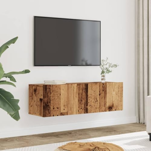 Gecheer Väggmonterade TV-möbler 2 st gammalt trä 100 x 30 x 30 cm, modernt vardagsrumsmöbler, modernt TV-skåp, vägg-TV-skåp, hängande skåp för vardagsrum