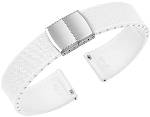 ULLCHRO Cinturino Orologio 20mm 22mm in Gomma Fluorurata FKM a Sgancio Rapido, Cinturini di Ricambio Morbidi e Durevoli, Cinturino Sportivo in Gomma Fluoro per Orologio Uomo (22mm, Bianco)