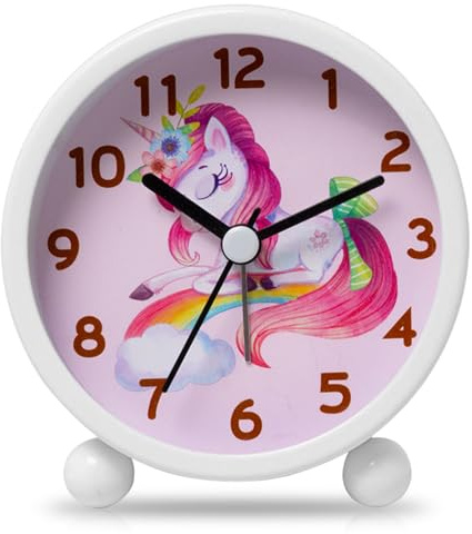 Sunshine smile Réveil Numérique Enfants sans Tic-tac,d'apprentissage Silencieux Horloge,Enfants pour Réveil Analogique Compact,garçons et Filles