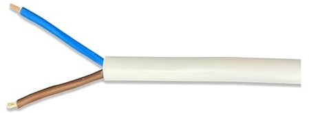 WCC® 3182Y Round 2 Core Flexible PVC Cable, White Copper Flex - Ideal for AC or DC Devices - Basec Approved - All Lengths and Sizes (15 Meters, White - 1mm)