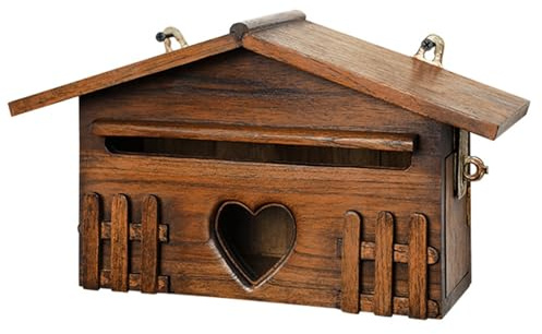 MJMLUCK Boîte aux Lettres en Bois fabriquée à la Main avec Bande Anti-Pluie et hublot Transparent Boîtes aux Lettres avec loquet en Laiton et Fermoir arrière Boîtes à Colis Mural