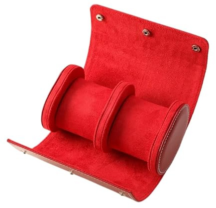 Estuche enrollable de cuero portátil for reloj, 2 unidades, organizador de almacenamiento personalizado, soporte for reloj de viaje, caja sorpresa a prueba de golpes Para Cumpleaños(Red 2 watches)