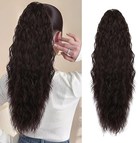 HMCEY Ponytail Extension 76 CM,Pferdeschwanz Haarteil,Lockiger Pony Haarteil,Hair Extensions Zopf mit Kordelzug,Haarverlängerung Zopf,Haarzopf Verlängerung,Haarextension Braids,Haarverdichtung Damen
