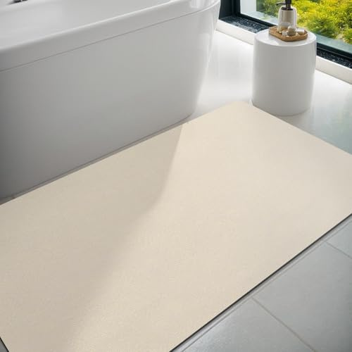 Dolic Badematte, Badevorleger, Gummi, rutschfest, dünn, saugfähig, schnelltrocknend, schmutzabweisend Vorleger für Badezimmerboden (Light Beige, 60 x 150cm)