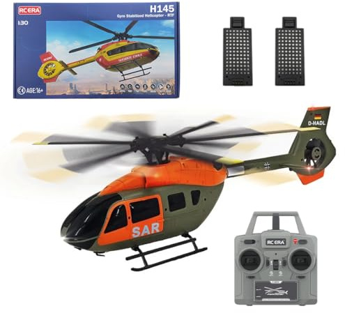 RCXTechPro RC ERA C190 H145 6CH Heli Einrotor RC Hubschrauber für Erwachsene Flybarless gyrostabilisiert mit optischer Flusspositionierung bürstenlose Motoren, RTF Helikopter für Hobbyisten