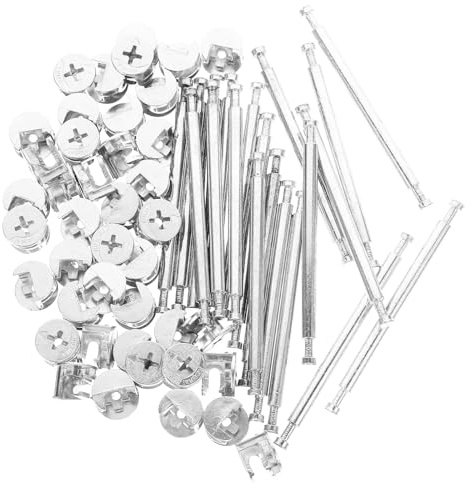 MUSISALY Kit de 20 Connecteurs Double Tête pour Meubles Ferrures à Came pour Armoire Chevilles de Liaison en Zinc 48Mm et 84Mm Fixations Robustes Cuisine et Mobilier de Rangement