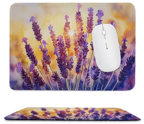 Mouse Pad Lavender, Small Mouse Mat 24 x 20 cm with Non-Slip Rubber Base, Waterproof Mousepad, Gaming Mousemat for Women Kids Men Laptops Keyboard Tray Home Traveling Office Accessories d-911