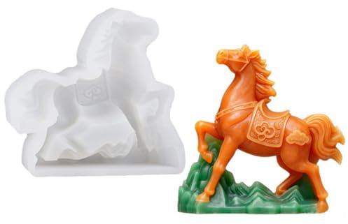 JS MOLD 3D Silikonform Pferd, Lebensmittelechtes Silikon Eis-Salz-Schokoladen-Fondant-Form, 12,6x12cm Sashimi Platte Dekorationswerkzeug für Gastronomie & Hobby
