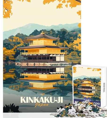 1000-piece Puzzle for Adults Kinkaku-ji Golden Pavilion Anti-Stress Toys Gift Birthday Brain Teaser Game Enhance Love between Couples Size 50x75cm
