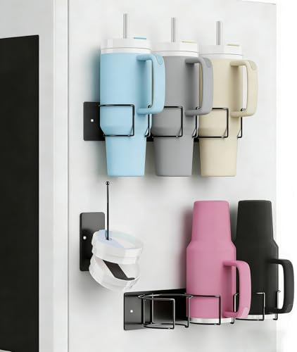 Stanley Cup Halterung 2er Set, Magnetischer Flaschenhalter für 6 Becher mit Haken, Tumbler Organizer für die Aufbewahrung von 40 oz Stanley Bechern und Cup Zubehör im Kühlschrank und Eisenflächen
