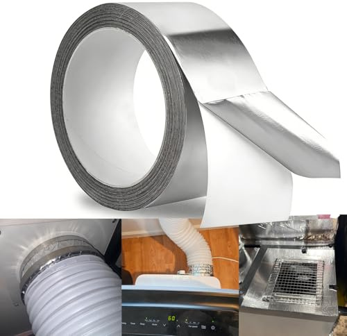 HISUMER Aluminium Klebeban 60mm x 50 m, selbstklebendes Alu-Klebeband-Aluband, Wasserdichtes Und Dampfdicht, Gasbeständig, Robust, Geeignet Für Dauerhafte Reparaturen