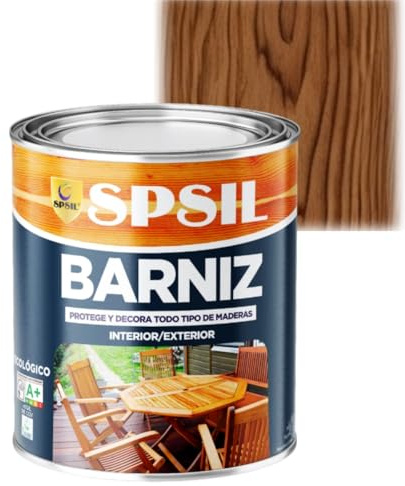 SPSIL Barniz Madera y Pintura para Madera Nogal 750ml, Lasur Protector con Secado Rápido y Alta Durabilidad, Ideal para Uso Interior y Exterior en Todo Tipo de Superficies de Madera