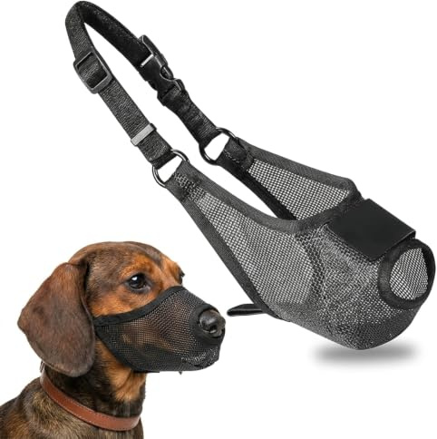Alriedy Maulkorb Kleine Hunde, Giftköderschutz Hund, Atmungsaktiver Hundemaulkorb Mit Netzdesign, Verstellbar, Effektiver Fressschutz Für Beißen Und Bellen, Schwarz (S)
