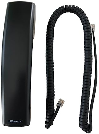 The VoIP Lounge Replacement HD Voice Handset with Curly Cord for Polycom VVX Series IP Phones 300 301 310 311 400 401 410 411 500 501 600 601 1500 Black (Please See Full Description Below)