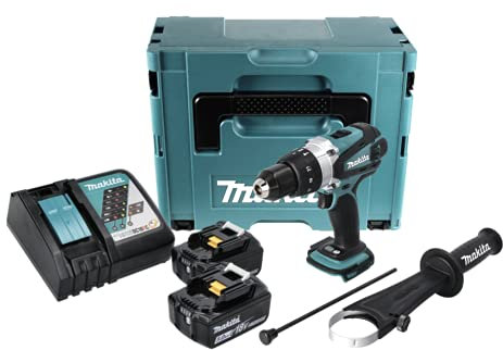 Makita DHP 458 RTJ Akku Schlagbohrschrauber 18V 91Nm + 2x Akkus 5,0Ah + Ladegerät im Makpac 2