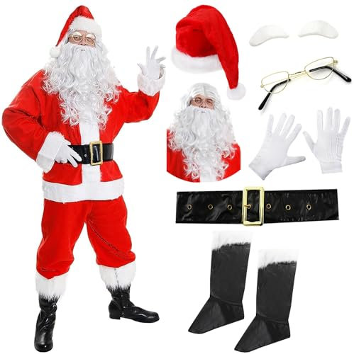 Hochwertiges 7-teiliges Weihnachtsmannkostüm