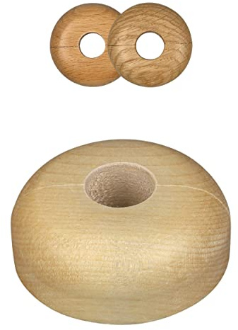 FUX 2 Stück Einzel Heizungsrohr Rosette - 15mm - 22mm - Echthözer | FUX 2 Stück Echtholz Einzel-Rosetten, Die Rosette kann mit einfacher Zusammensteck-Technik, Innendurchmesser = 19mm