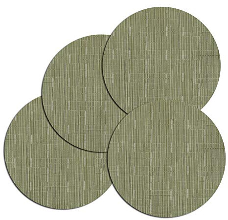 LivebyCare Round Placemats Set of 4 Woven Table Placemats Washable Non-Slip Placemats 13.8 Inch for Christmas Decoration Home Wedding Party,Green