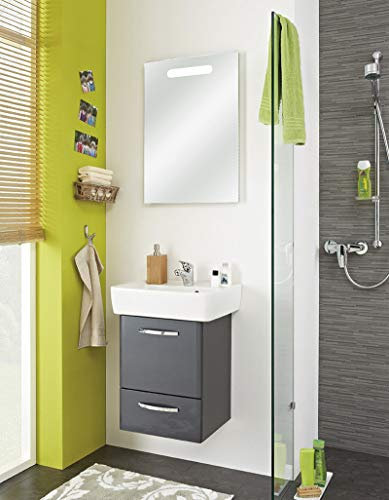 Pelipal - Velo 02 - Badmöbel-Set - 50 cm - Badset, 2-teilig mit Keramag Keramik-Waschtisch usw. in Anthrazit Hochglanz
