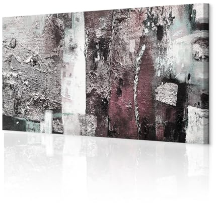 decomonkey Bilder Abstrakt 150x50 cm 1 Teilig Leinwandbilder Bild auf Leinwand Vlies Wandbild Kunstdruck Wanddeko Wand Wohnzimmer Wanddekoration Deko Modern Kunst grau rosa