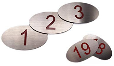 NanTun 304 Stainless Steel Engraved Oval Table Red Numbers (21-40) Pubs Restaurants Clubs - 21 to 40