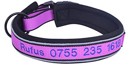 Muka Personalisierte Reflektierende Hundehalsband Halsband für Hunde mit gestickter Tiername Telefonnummer