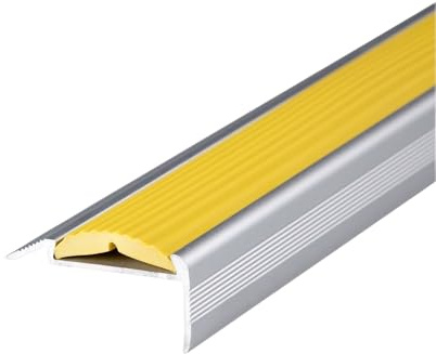 Floordirekt Treppenkantenprofil Alu - Bohren oder Kleben - Powergrip - Einzelgummi - gelb 134 cm