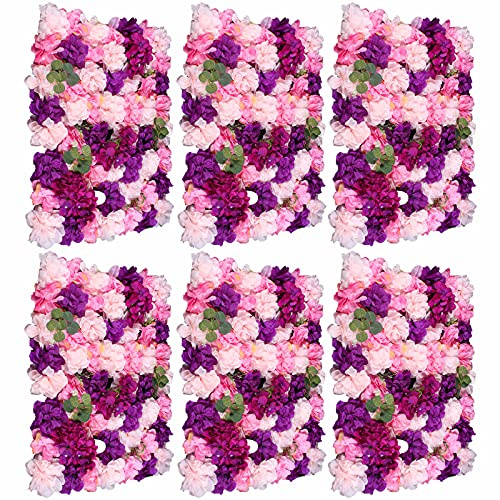 6 Stück künstliche Blumen Wand Rosen Wand Kunstblumen Panel Kunstblumen Wand Seide Blume Wand Panel für Hochzeit Hintergrund Fotografie Veranstaltungsort Dekor Haus Garten Party 60 x 40 cm