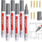 6 Pieces Dark Grey Grout Tile Pens Grout Pens，Waterproof Grouting Pen & 6 Replacement Nib Tips Grey Tile Grout Repair Pens for Restoring Tile Floor Kitchen, Bathroom, Parlor, Bedroom, Shower，Balcony