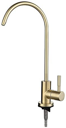 Kitchen Gooseneck Single Cold Drinking Water Tap, Brushed Gold