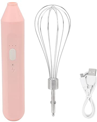 Batidor de Huevos Eléctrico, Fabricante de Espuma Eléctrico Portátil de Mano USB Recargable de Acero Inoxidable 1200mah Batería Fácil de Usar para Hacer café (Rosa)
