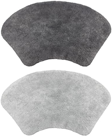 Allure Curved Shower Mat 48 x 80cm Set of 2 – 100% Cotton Shaped Bath Mats, Super Soft, Absorbent, Washable Bathroom Rugs for Quadrant Shower Cubicle, Bathtub (Charcoal & Dove Grey)