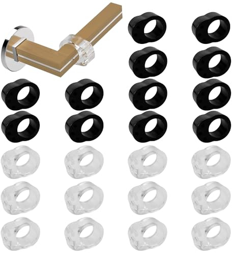 24 Stück Türklinkenpuffer,Türstopper Klinke,Türgriff und Fensterklinke Anschlagdämpfer Stopper zum Schutz vor Macken, Ø18mm, Für die meisten Türgriffe Geeignet (Transparente,Schwarz)