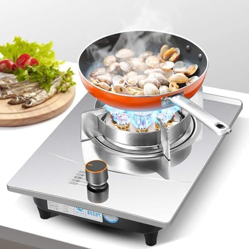 THEGA Gas Stove - Stainless Steel Cooktop Burner Gas Cooker, Easy To Clean 7KW Gas Stove, Adjustable Flame Burner Cooktop, Portable Household Natural Gas Stove, Desktop And Flush Mount (Size : NG)