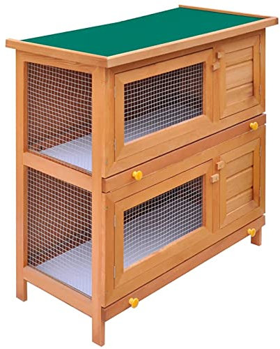 NITCA Kaninchenstall Hasenstall 4 Tür Kleintier Kaninchenstall Grau Freigehege Für Kaninchen Meerschweinchen Käfig Hasenhaus Kleintierhaus Hamsterkäfig Holz Kaninchengehege Kleintierkäfig