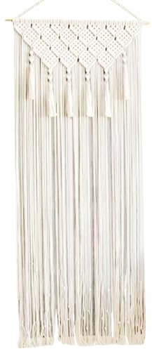 Macrame Wall Hanging, Boho Room Decor Decoración de la pared MacRame Cortina de puerta Macrame de algodón de algodón de 26x79 con borla, arte de pared de boho tejido, cuelga de pared de tapiz para pu