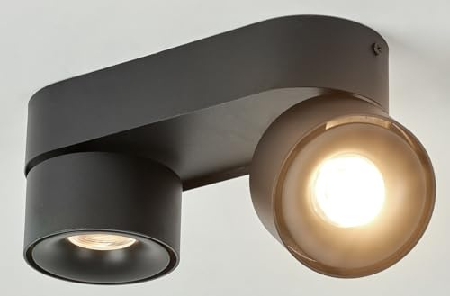 Budbuddy 2x12W Lámpara de Techo LED Con 2 Focos Orientables Focos Para Techo Moderno Plafón con Focos Regulable Superficie Luz de Techo Negro Para Interior Pasillo Salón Tiendas etc,4000K