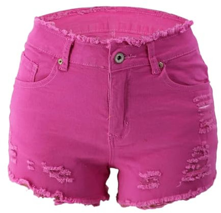 Jeans-Shorts für Damen, leger, hohe Taille, Denim-Shorts, Pnnrk, L
