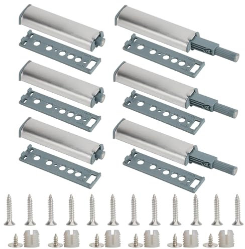 6 PCS Push to Open Door Catches, Portability Magnetic Door Catch, Push Latch Magnetic Catches for Cupboards Easy to Assemble, Magnetic Soft Close Dampers for Kitchen Bedroom Dressing Room