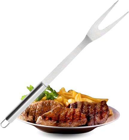 CHEFZOCO Tenedor para Trinchar Carne, Tenedor de carne, tenedor profesional para Carne, Apto para asado y barbacoa, apto para lavavajillas, Acero Inoxidable, 33.5 cm
