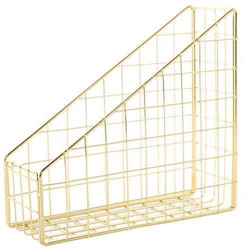 Zeitschriftenhalter Akten-/Zeitschriftenordnerhalter, Metall-Aktenständer, Zeitschriftenordner, Bücherständer, Schreibtisch-Aufbewahrungsbox, vertikaler Aktenständer, Geschäfts- und Bürobedarf, gold-