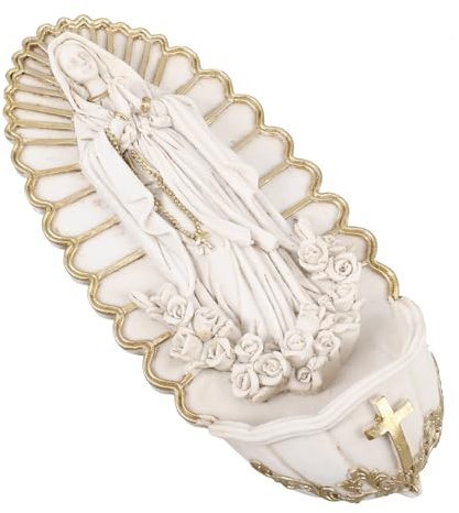 Garneck Acquasantiera Da Muro in Resina Religiosa Per Decorazione Parete Font Fontana Acqua Santa Con Sospensione Per Casa e Ingresso Chiesa Ornamento Elegante e Multifunzionale Per Spazio
