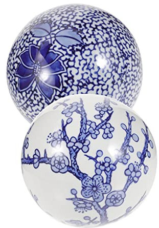 Happyyami 2pièces Boules Flottantes pour Aquarium Décoration Chinoise Artisanale Ornements Aquatiques Élégants Ceramique Motifs Aléatoires