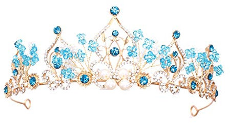 HAODUOO Kronen Haarband Große Krone Hochzeit Haarschmuck for Frauen Braut Schmuck Party Geschenk Perle Hairwear Fein