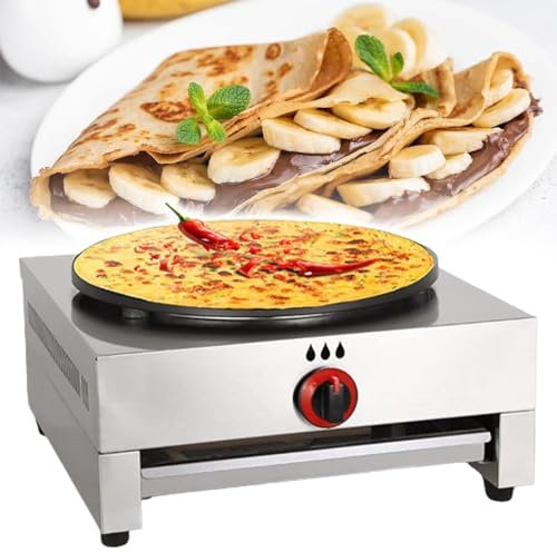 Eastnmythet Máquina para Hacer Panqueques, Máquina para Hacer Crepes de 16 Pulgadas, Plancha para Panqueques Grande, Plancha Antiadherente Comercial de Escritorio para Crepes para Refrigerios,Gas