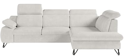 Robin Inspire Divano Angolare Convertibile Divano Letto A Forma Di L Multifunzionale Autonomo Con Spazio Di Archiviazione In Tessuto Chenille Ecru Iverto 263 x 206 x 95 cm Destra
